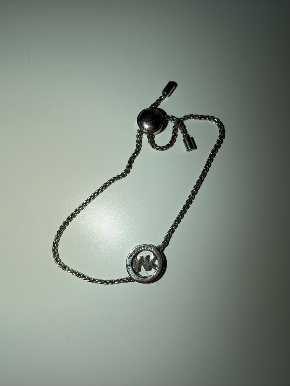 Michael Kors Silver-Tone MK Circle Slider Bracelet